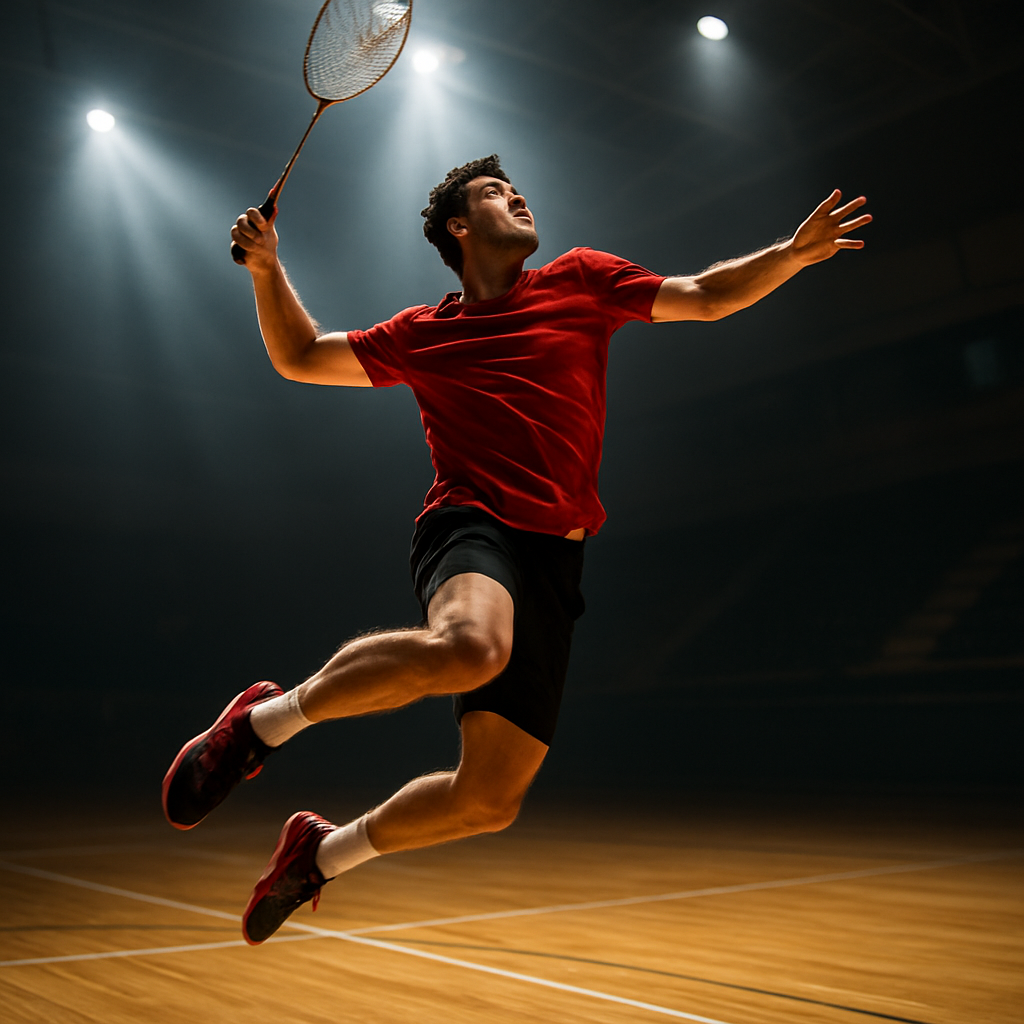 Joueur de badminton en action